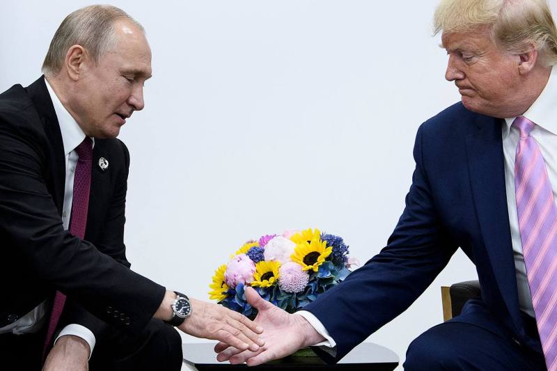 Russian President Vladimir Putin attends a meeting with U.S. President Donald Trump during the G-20 summit in Osaka, Japan, on June 28, 2019.